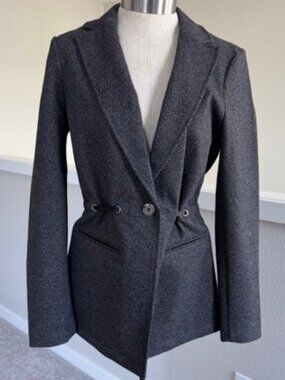Herringbone Suit Blazer with Ribbon styling